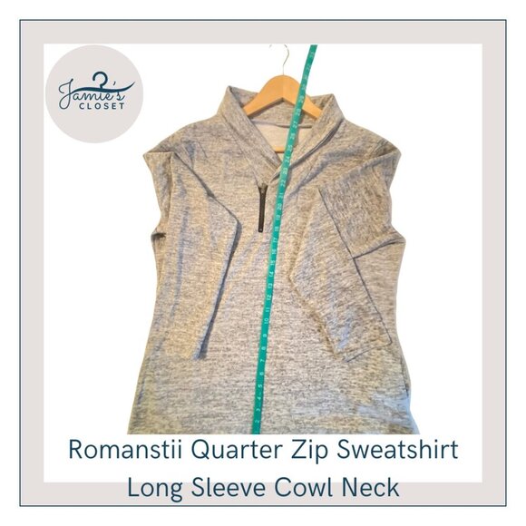 Heather Gray Romanstii Quarter Zip Cowl Neck Sweatshirt | Size XL - Picture 12 of 14